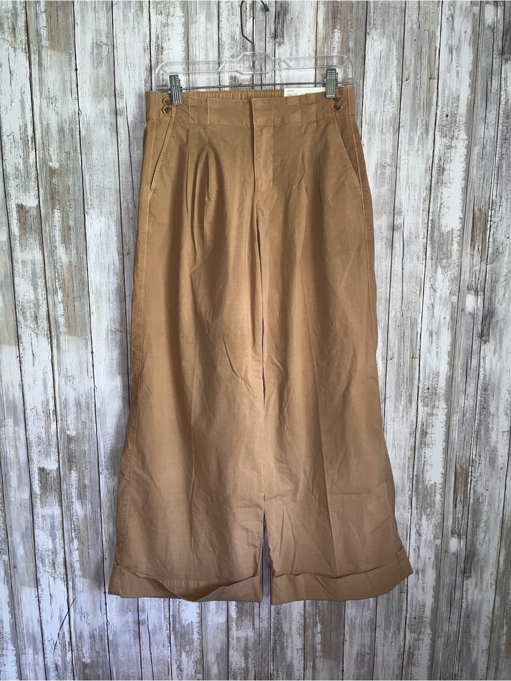 American Eagle Poplin Pull On Wide Leg Pants Camel Lyocell Blend Size 0 NWT - Picture 2 of 6